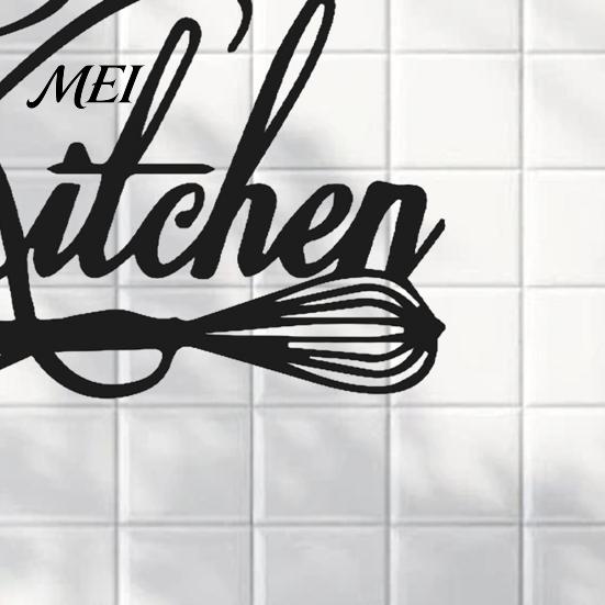 Gift for Home Decorators Minimalist Kitchen Wall Stickers, Waterproof PVC Decals with Handwritten Chef Hat Removable Murals And Egg Beater Design,