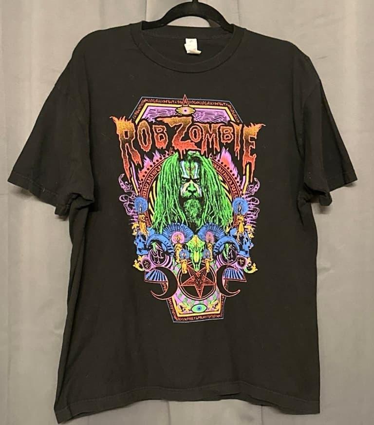 Reprint Rob Zombie Necrocolor Black T Shirt Tultex 202 Tour Reprint PA9037 Unisex T-Shirt M