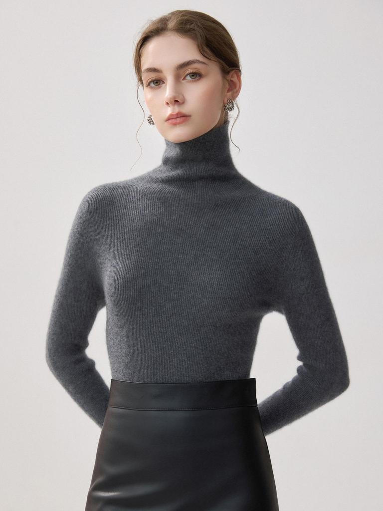 Women's 2026 Seamless High Neck Cashmere Sweater – Slim Fit Winter Base Layer