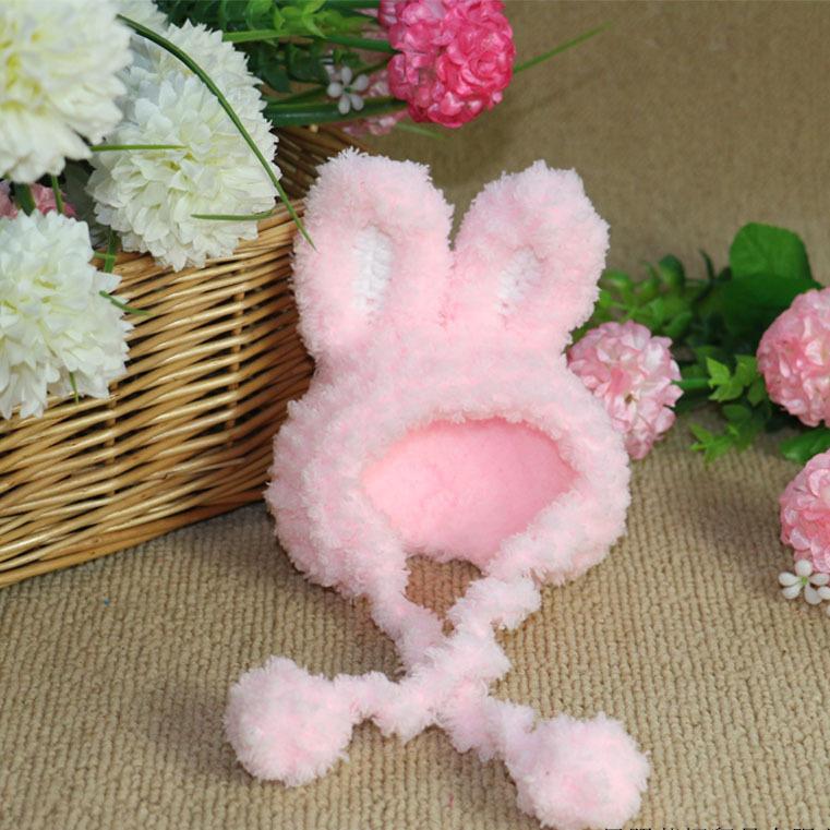 

Коралловая бархатная шапка для кролика, нарядная шапка для кошки, теплая и удобная, симпатичная, с кроличьими ушками, головной убор для собак, шапка для кошек, аксессуары для питомцев S