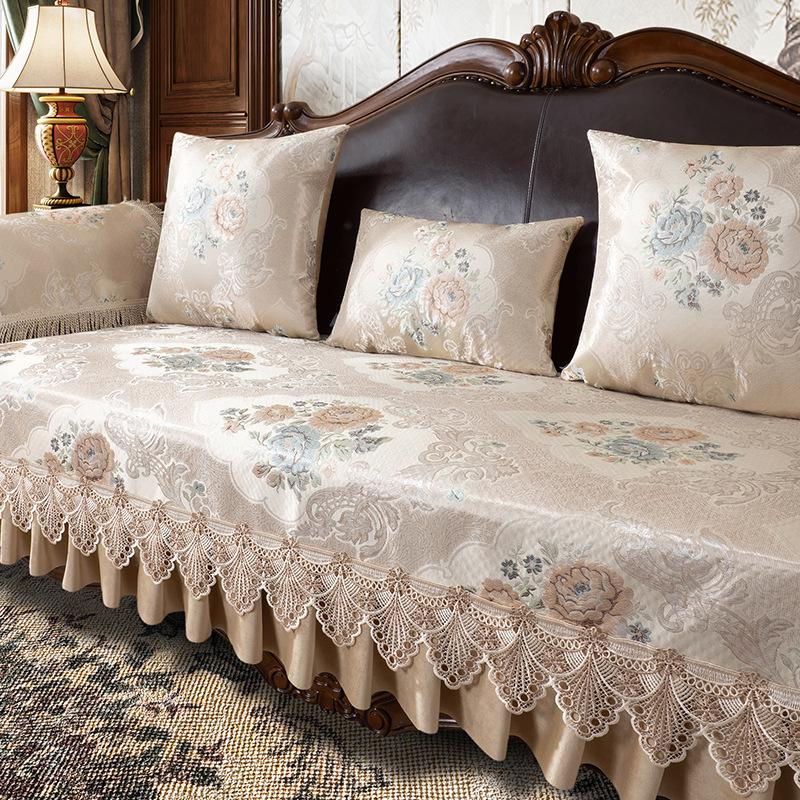 Light Luxury Sofa Cushion European Retro Sofa Towel Cover Sofa Cushion Throw Pillow Seat Cushion Dirt-Resistant Cover Cloth Non-Slip Sofa Cover