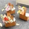 Good-Kraft Flower Gift Bags 25Pcs Drink Carrier With Handle To 2 Cup Rectangle Floral Wrap Packing Box Kraft Flower Holder