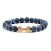 Black Weathered  Wristband Adjustable Barcelets For Women Men Beads Bracelet Dumbbell Mens Fashion Yoga Jewelry Original Bangles