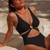 Swimsuit black hollow sexy one-piece swimsuit solid color one-piece bikini bikini custom