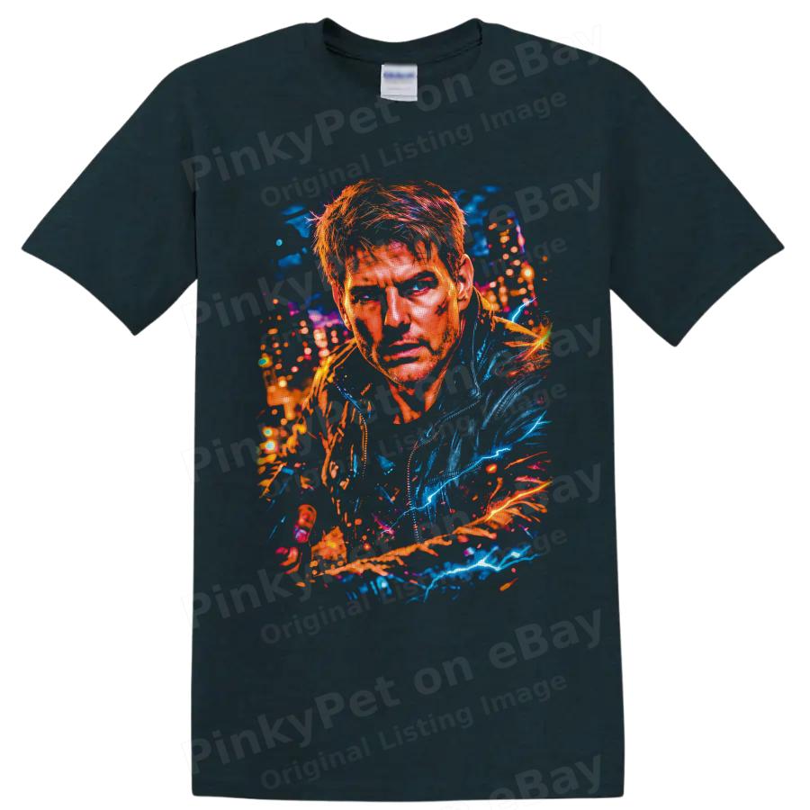 Pete Maverick Mitchell Top Gun Neon Portrait T Shirt Movie Fan Graphic Art Tee