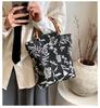 Fashion Embroidery Women Shopping Bag Large Capacity Ladies Daily Use Tote Handbags Cotton Cloth Double-sided Girls Shopping Bag