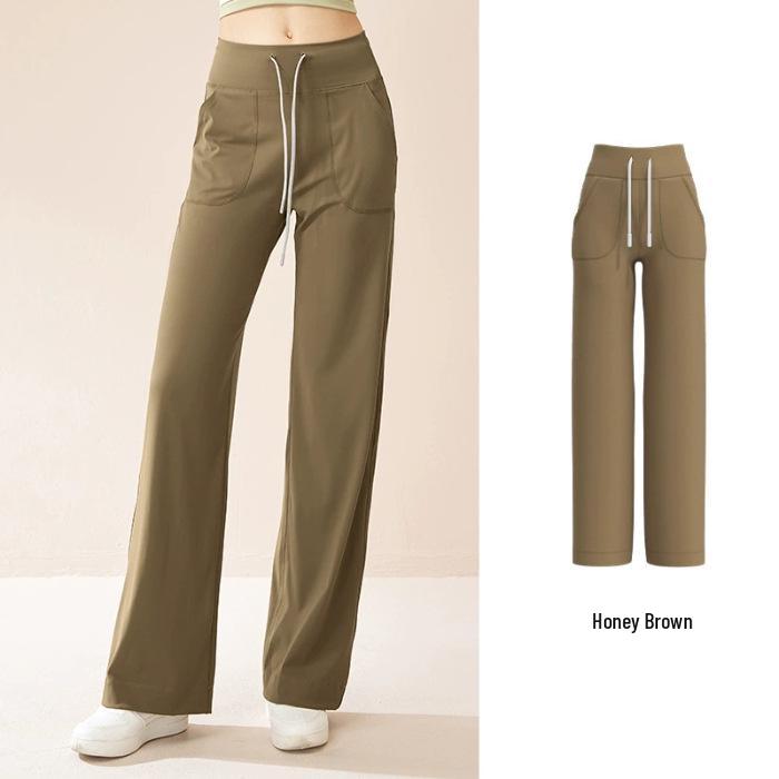 

Women s High Waist Wide Leg Fitness Pants with Drawstring Double Extra Large