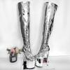 20CM Plateau Galvanisierte Overknee Pole Dance Stiefel - Fetisch Gold Silber Stiletto High Heels für Nachtclub-Models