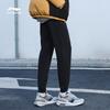 Li Ning Fitness Series Logo Print Fleece Lined Comfortable Knitted Sports Pants Men Bottoms Black AKLTC13