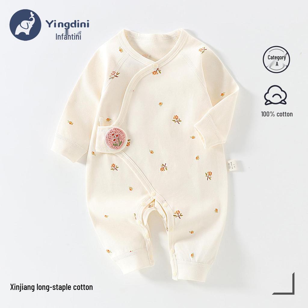 Neugeborenen Strampler aus reiner Baumwolle mit Schmetterlingsmotiv - Atmungsaktiver doppellagiger Anzug für Herbst und Frühling