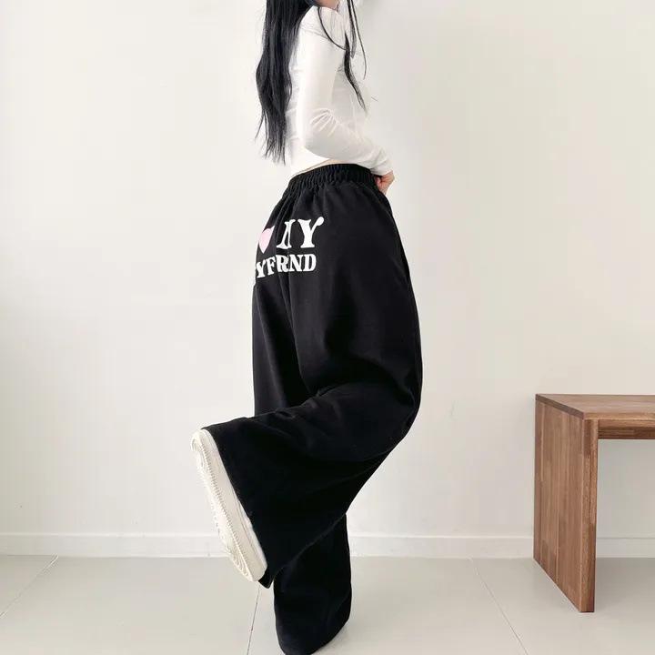 

Gray Korean Style Plus Size Wide-Leg Casual Velvet Pants for Women M