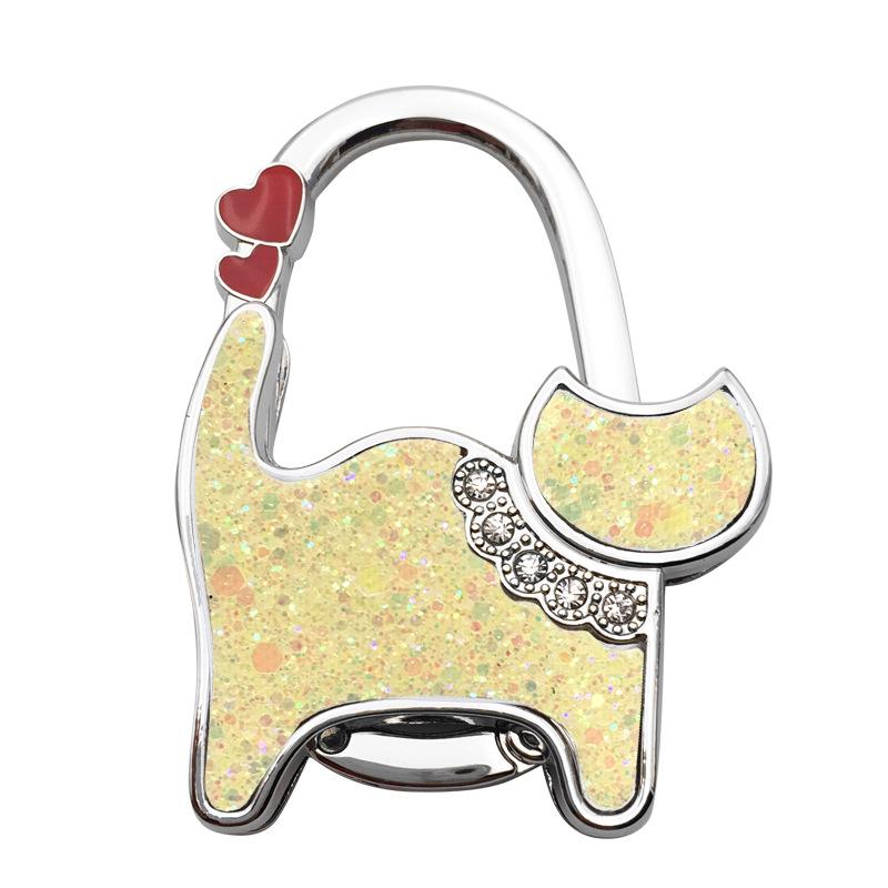 Two-heart Cat Bag Hook: Customizable Logo, Inner-Folding Table Edge Hook for Ladies