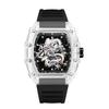 Domineering High-Value Fashion Trend Luminous Waterproof Wine Barrel-Shaped Men'S Watch Silver Dragon