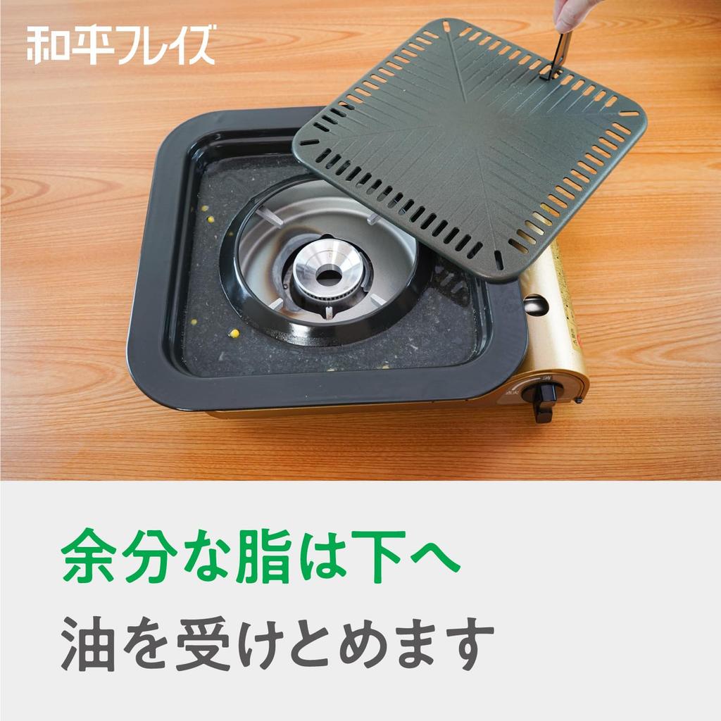 Wahei Freiz Square Grilling Grill P32cm, for use with portable gas stoves, "Taste Exploration: Korean Edition" RB-2871 Black