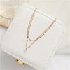 Women's Korean-Style Titanium Steel Double-Layer Diamond Necklace - Fashionable Clavicle Chain