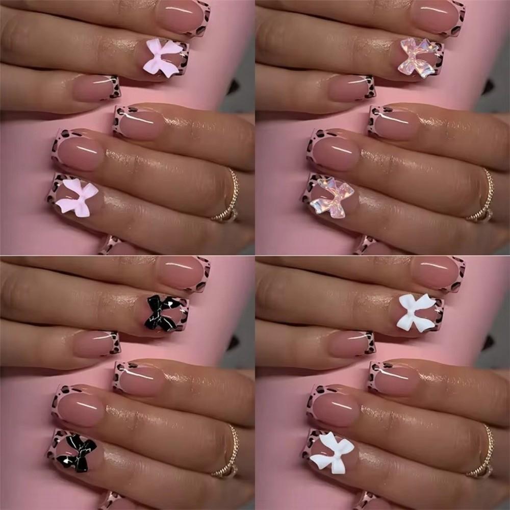 96pcs/Box Leopard Square Head Press On Nails Nail Art Finished Nail Tips  Women/Girls