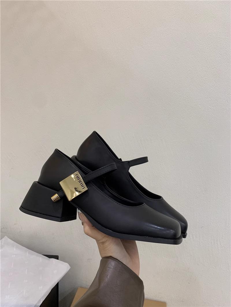 

Весна Осень Модные Ретро Толстый Каблук Кожаные Пряжки Женские Туфли Мэри Джейн Новые Дизайнерские Мягкие Подошвы Повседневные Женские Туфли На Высоком Каблуке 35