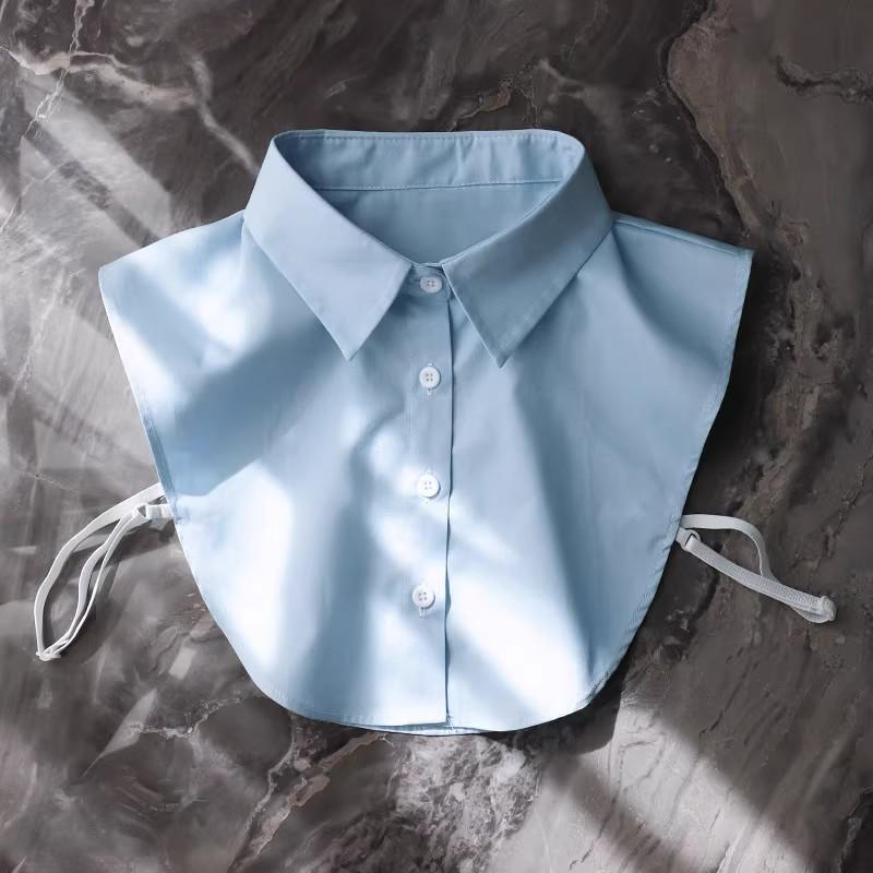 

Голубой Хлопковый Ложный Воротник Девочки Универсальная Рубашка Свитер - Декоративный Воротник для Повседневной Рабочей Одежды