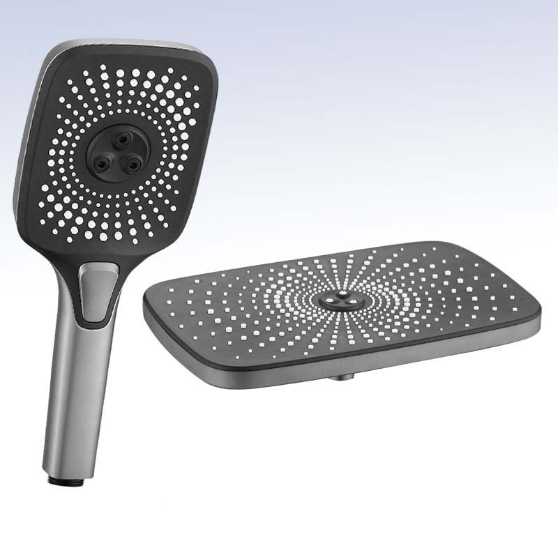 3 Modes Black Shower Head High Pressure Water Saving Rainfall Shower Set One-key Stop Water Gray  Handheld Shower Head