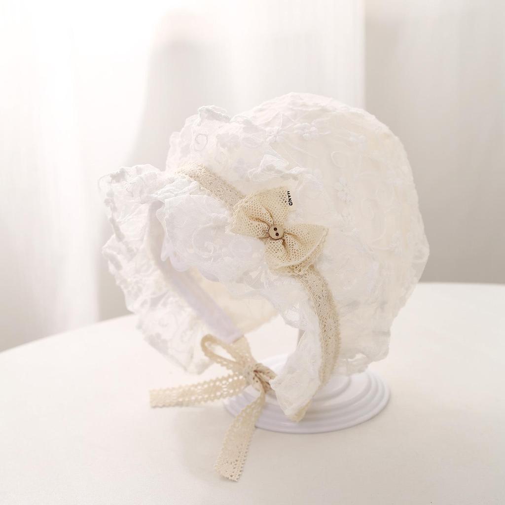 2026 Baby Girl Lace Bowknot Sun Hat - Spring & Summer Flower Trim Princess Hat for Infants