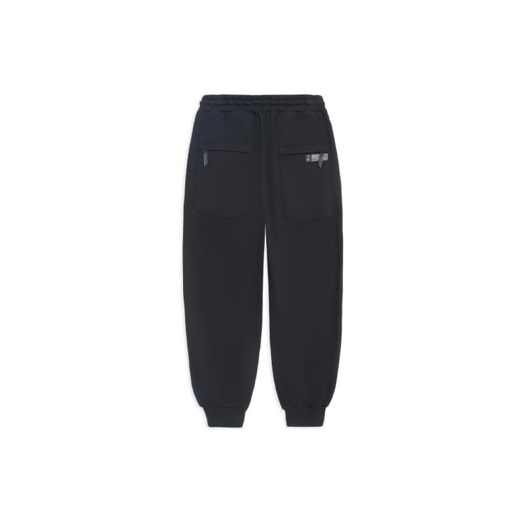 Li Ning Knitted Sweatpants Men's Black Moderate Cuffed Pants AKLS235-2