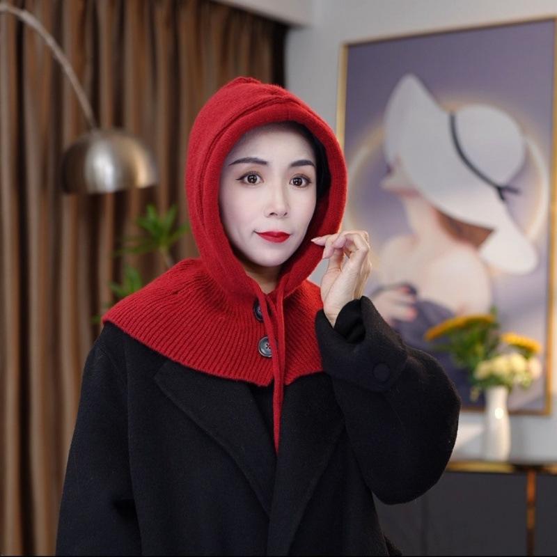 Hat and scarf combined, women's autumn and winter new neck warmer, warm woolen neck scarf, fashionable and stylish Korean-style knitted pullover hat