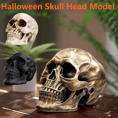 Halloween Skull Shaped Figurine Resin Horror Skull Statue Handicrafts Personalized Sculptures Ornaments for Holiday Party Decor