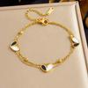Gold Plated Stainless Steel Two Tone Heart Necklace Bracelet Jewelry Set for Women