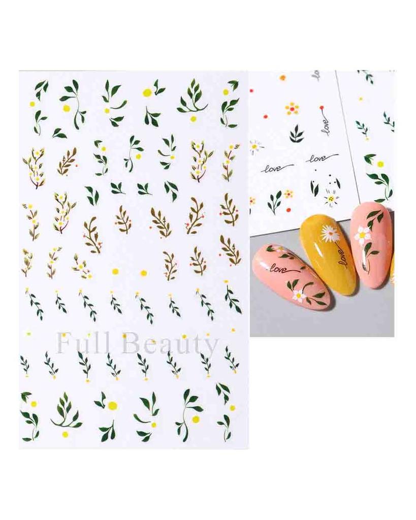 Autocollants 3D pour Nail Art, lignes ondulées abstraites colorées, décalcomanies à fleurs et feuilles florales, décoration d'ongles