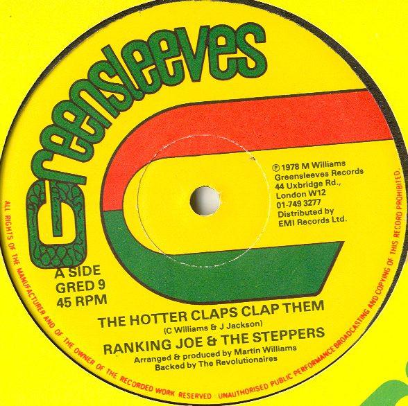 12-дюймовая пластинка RANKING JOE STEPPERS The Hotter Claps Clap Them GRED9 1978 Ямайка Регги Ска Даб Б/у
