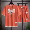 Summer Men's New Comfortable and Breathable Round Neck T-shirt Shorts Letter Gradient Set Outdoor Casual Two-piece Set