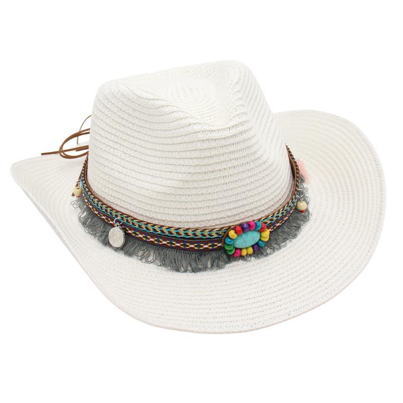Western Cowboy Straw Hat Summer Sun Hat Beach Hat Ethnic Sun Hat Tibetan Curling