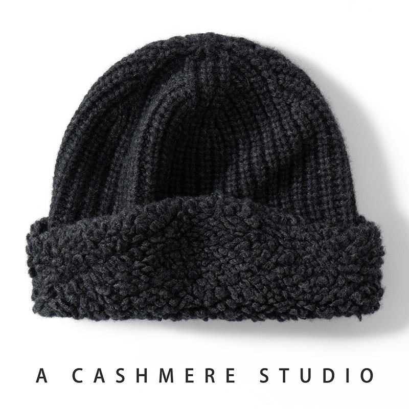 Popular export single cashmere hat women's autumn and winter knitted towel craftsmanship shows small face and loose ear protectors