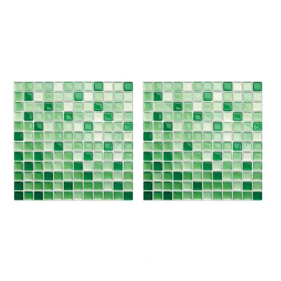 2Pcs Mosaic Wall Tile Stickers, 3D Self Adhesive Tile Stickers, Retro Waterproof And Oil-Proof Wall Decals, Peel And Stick Backsplash Decals
