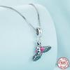 Authentic 925 Sterling Silver Enamel Kingfisher Pendant Necklace Bird Charms Neck Chain for Women Fine Jewelry Gift