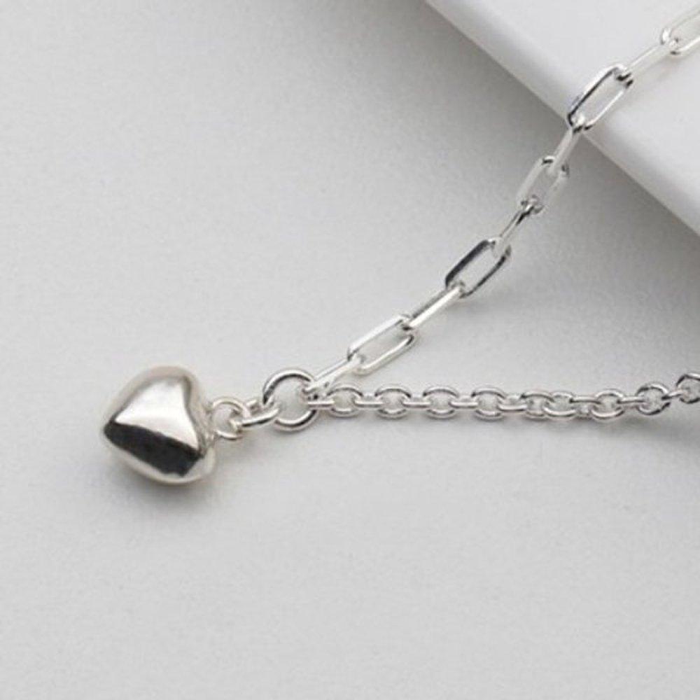 [As Little] Chain Bracelet Mix Silver 925 Heart Daily Simple