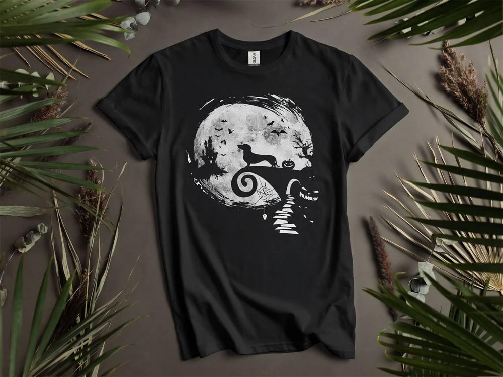 

Dachshund Howl Halloween Moon T-shirt T shirt Men Women Unisex Tshirt K106 S