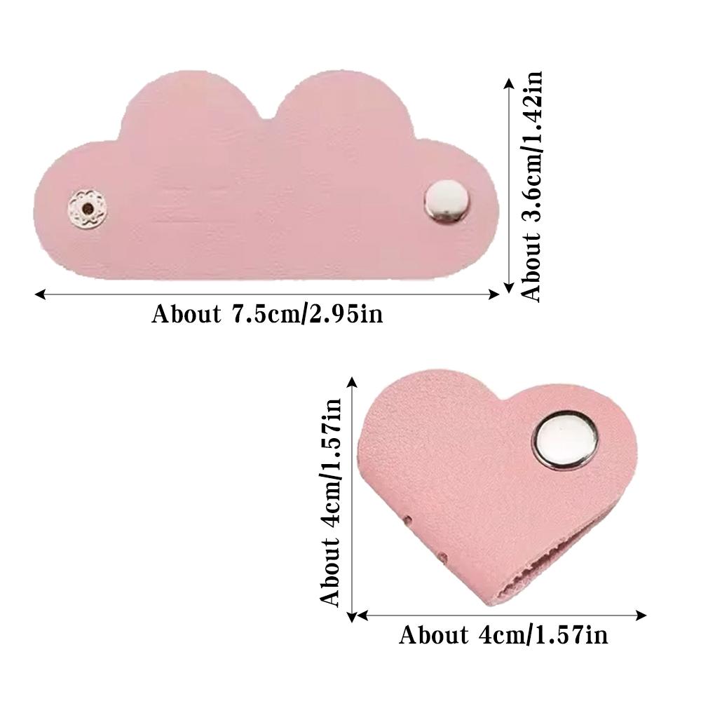1/3/5pcs Multifunctional Heart-Shaped Faux Leather Cable Cord Winder Organizer Cable Management Clips for Headphones