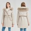 Women's Mid-Length Parka with Detachable Fur Collar and Sleeves - Warm, Thick Cotton Winter Jacket