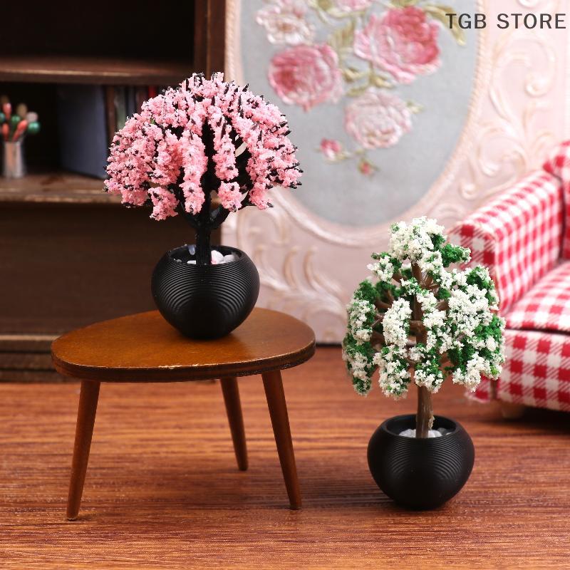 2Pcs 1/12 Flower Pot Model Doll Home Miniature Potted Plants Garden Ornament Micro Scene Decoration Toy