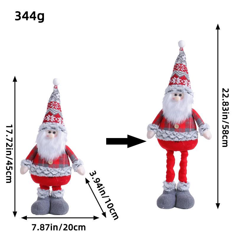 Stretchable Retro Snowflake Plaid Doll: Christmas Fabric Decoration for Hotel and Mall Desktops