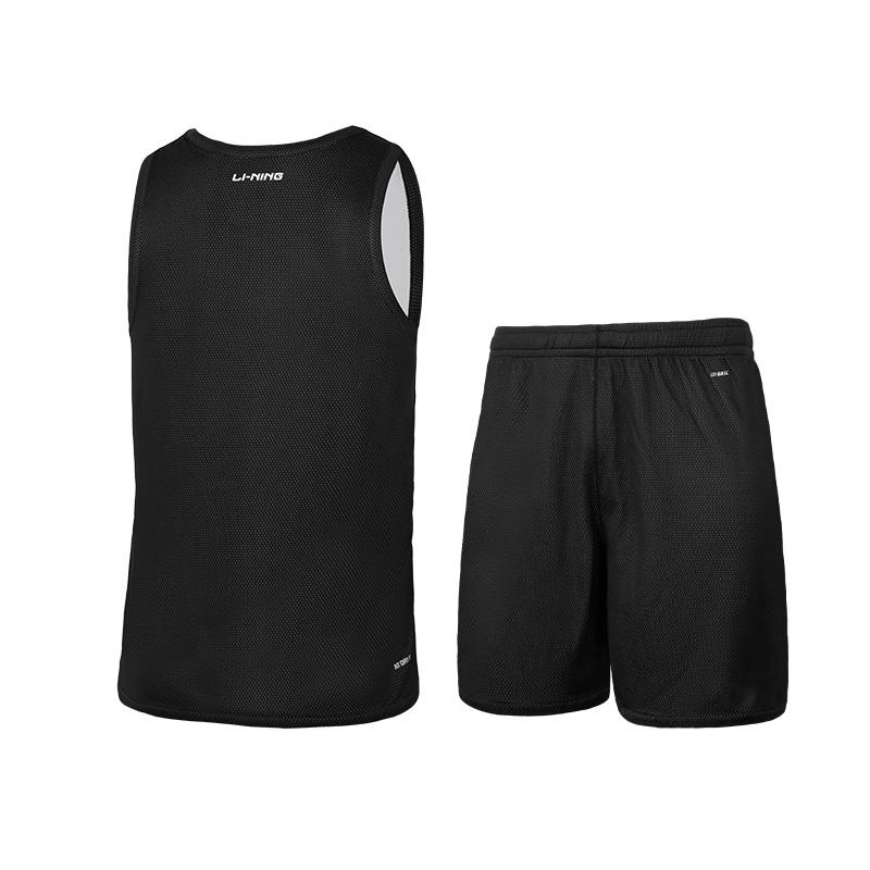 Li-Ning Breathable Quick-Dry Professional Training Reversible Sleeveless Jersey Straight-Leg Shorts Basketball Set Unisex Sportswear YATV109-1