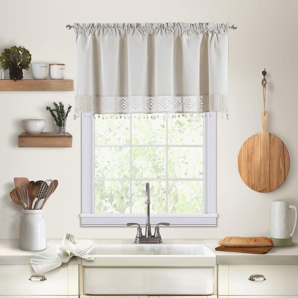American Plain Crochet Short Curtain Kitchen Curtain Block Coffee Curtain Wash Table Cabinet Dust-Proof Half Curtain