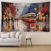 Vintage City Street Acrylic Painting Tapestry Oil Painting Print Home Decor for Living Room Bedroom Fabric Wall Art