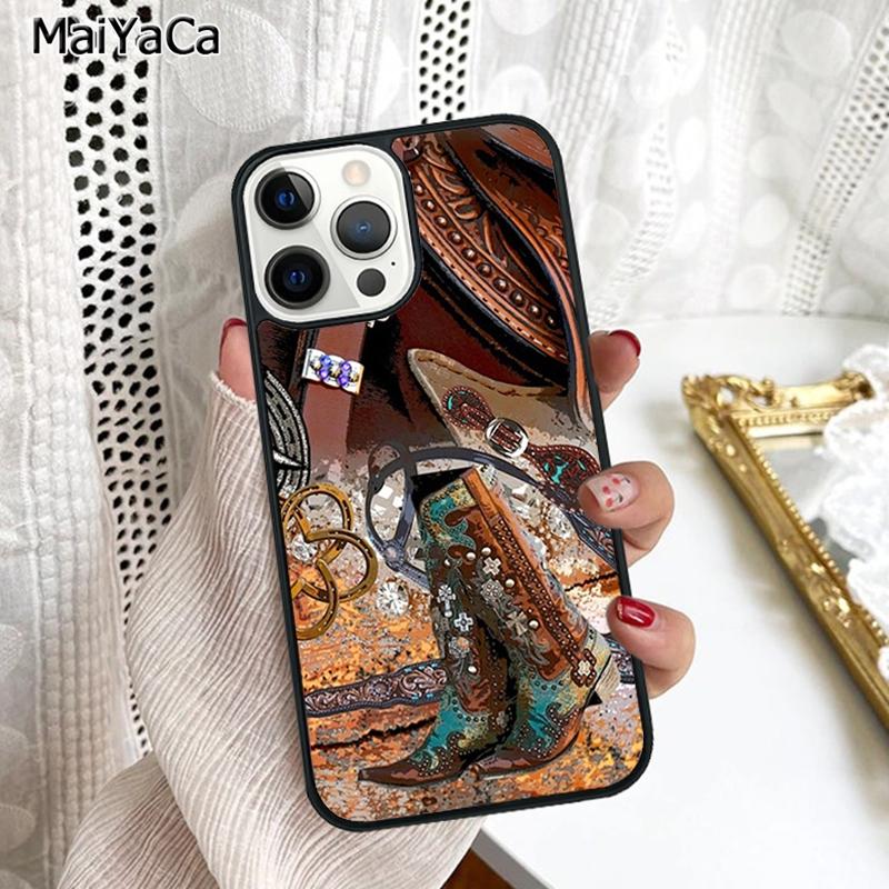 

Western Cowgirl Cowboy Boots Cowhide Phone Case Cover For iPhone 17 Air 16 16e 15 plus 11 12 13 14 pro max coque iPhone 11pro max