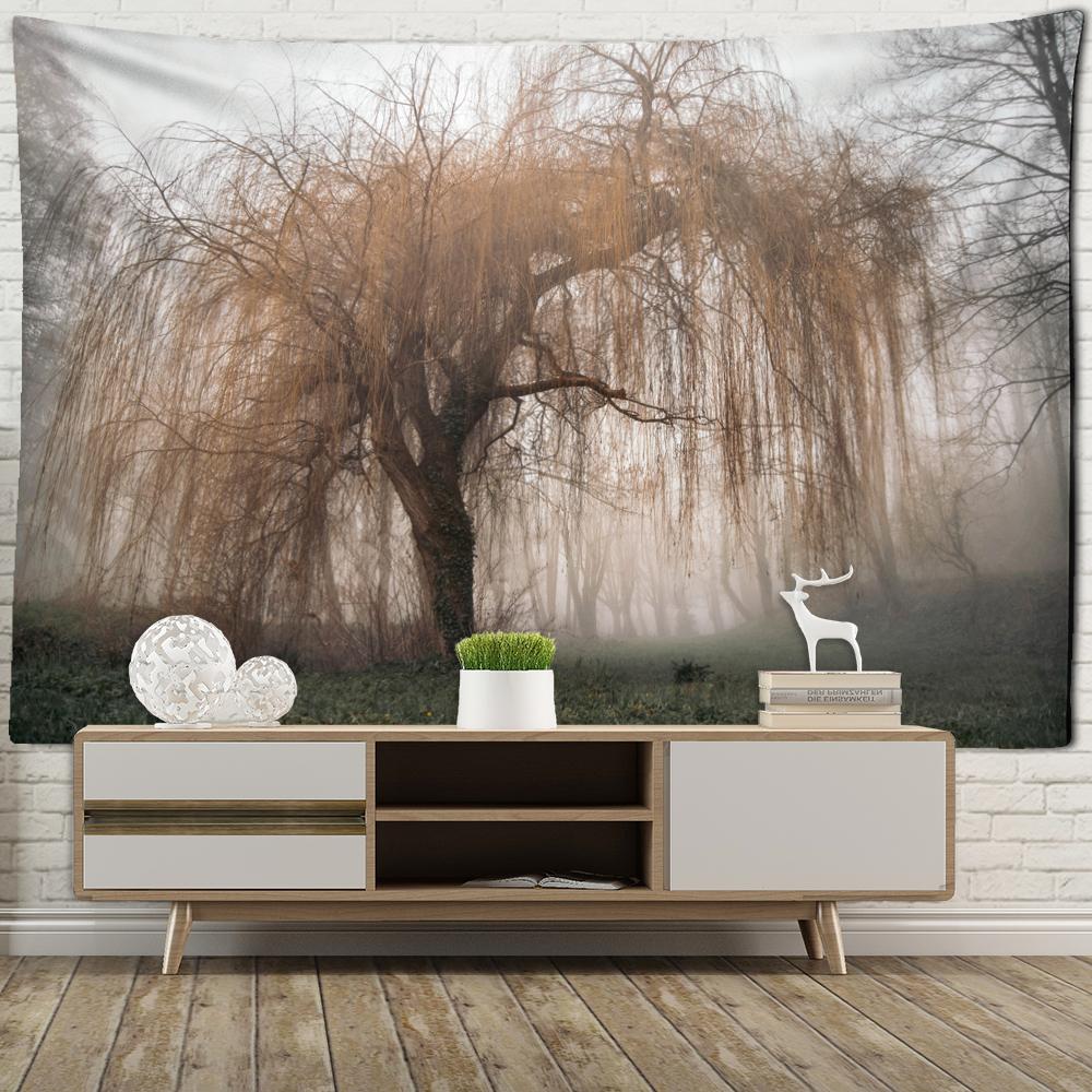 Autumn Willow Tapestry Wall Hanging Nature Landscape Bohemian Aesthetic Room Home Decor Background Cloth
