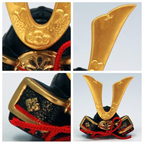 Osaka Choseido May Doll Helmet Ornament, Compact Miniature Ceramic, Personalized Wooden Tag Included (Sent Separately), Tiered Ceramic Helmet for Succ