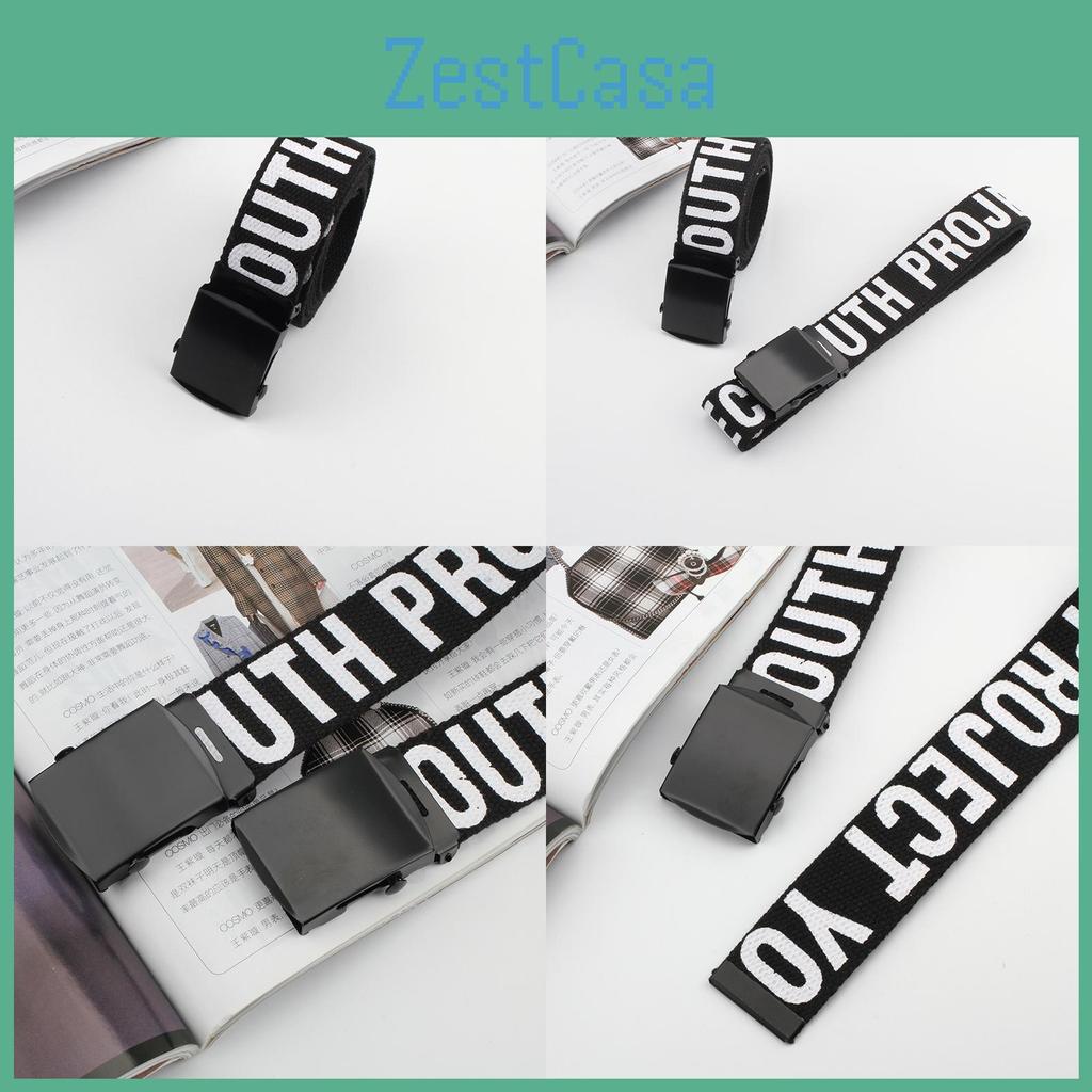 Printed Canvas Letter Waist Strap With Iron Buckle For Casual Outfits Fashion