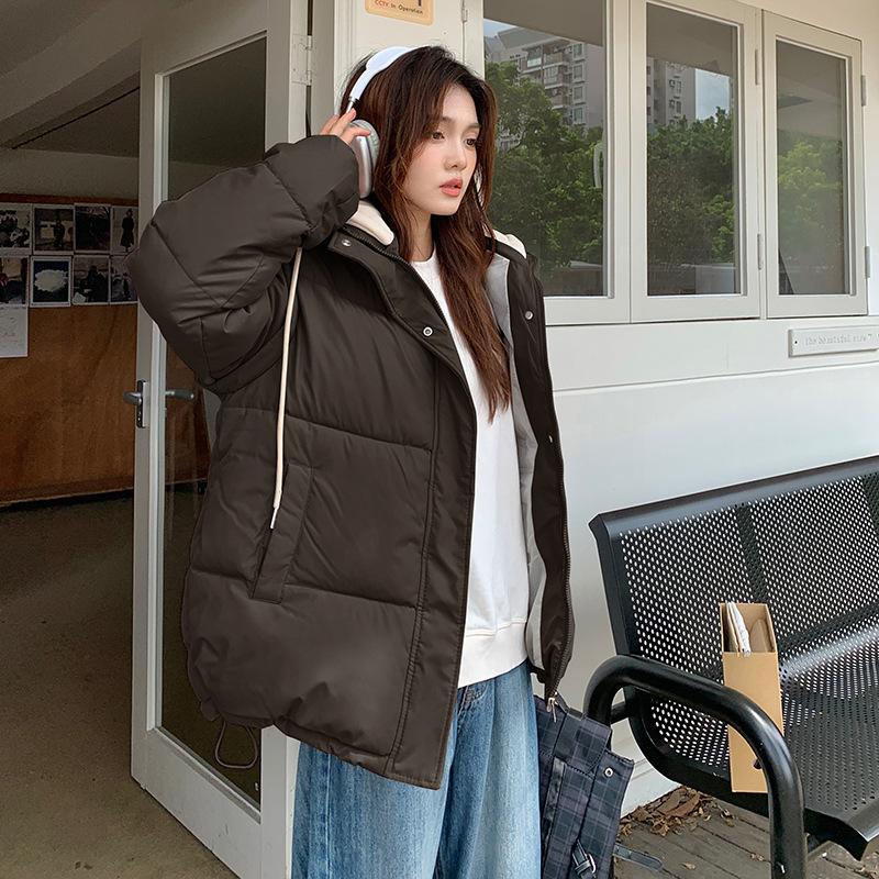 2025 Korean version of detachable sleeves fake two pieces of down cotton jacket women's winter new loose and versatile horse clip two jackets