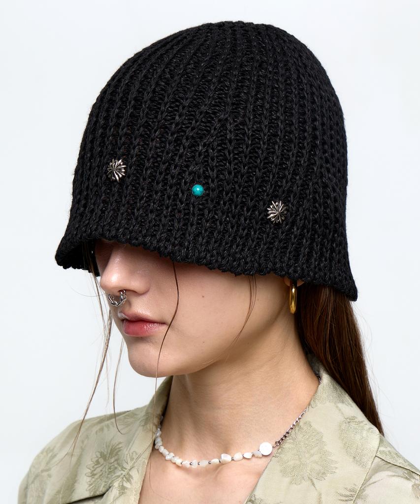 Aleseueseussi Rivet Bucket Beanie - Black